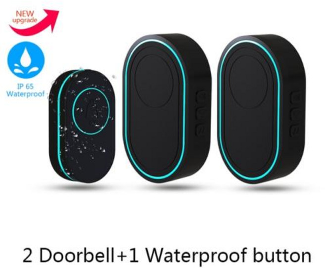 띵샤 야외 433MHz 무선 IP65 방수 초인종 LED 조명 야간 투시경 38 곡 스마트 홈 도어 벨 환영, 08 2doorbell 1button, EU 플러그, 16.2doorbell 1button - EU 플러그