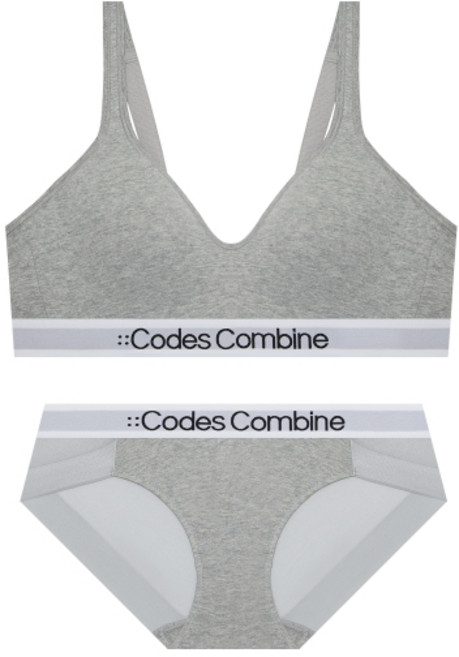 CODES COMBINE INNERWEAR 와이드윙 코튼 스포츠브라팬티 세트멜란지그레이 184942