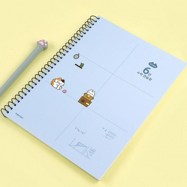 핑크풋 수학노트 스마트 필기 메모 연습장 냥냥6칸 유선, 랜덤발송