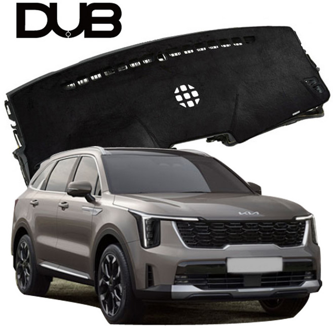 DUB 논슬립 벨벳 대쉬보드 커버 신형 더뉴쏘렌토 MQ4 (23년8월~현재), 더뉴쏘렌토(23년8월~현재)HUD유 센터유, 블랙