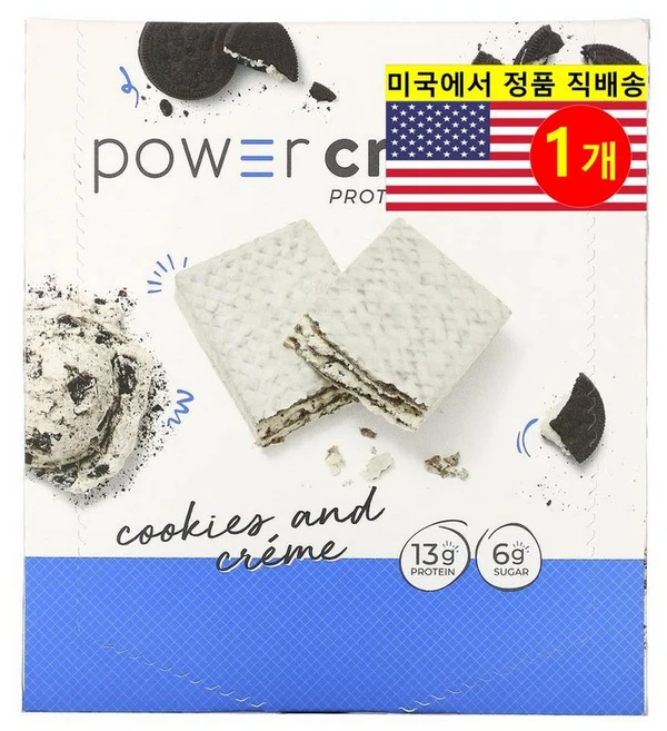 BNRG 운동 전 후 파워 크런치 쿠키 앤 크림 프로틴 에너지 바 12개입 480g 1개 - 쿠팡