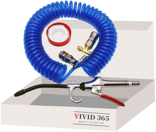 비비드 에어건 코일호스 커플러 세트 차량용 컴프레셔, 1개