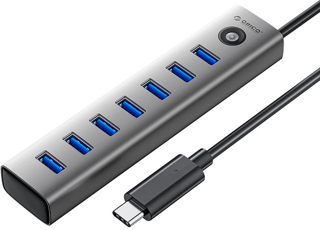 오리코 알루미늄 합금 C타입 A타입 7포트 USB 3.0 허브 CL7U, Type-C, 50cm, 1개