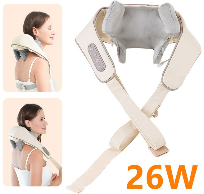 Foreverlily 26W 고출력 목 어깨 마사지기 무선 목어깨 브러시리스 목어깨마사지기 충전식 안마기 마사지베개 마사지 목안마기 목마사지기 안마 어깨안마기 어깨마사지기 등 등마, 26W-white
