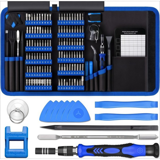 PC 빌딩 툴킷 140-in-1: 수리 및 조립용 컴퓨터 툴킷 노트북 iPhone MacBook PS4/5 Xbox 게임 콘솔용 자석 비트가 포함된 정밀 드라이버 세트, 1개, 140in1