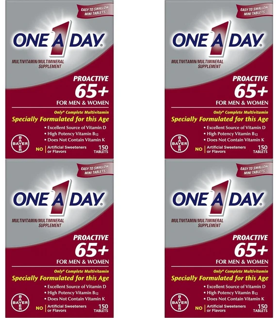 One A Day Proactive 65+ Mens Womens Multivitamin 원어데이 프로액티브 65+ 멘 우먼 멀티비타민, 4개, 150정 - 쿠팡