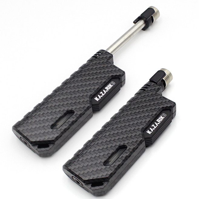 카자리코 소형 캠핑토치 슬라이드 길이조절 미니토치 토치라이터 충전 가스토치 아웃도어 불 피우기, 1개, 카본