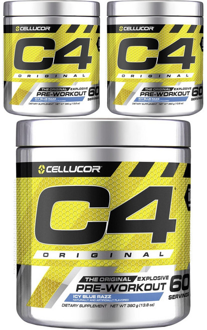 CELLUCOR C4 Original預鍛鍊粉 藍覆盆莓風味, 396g, 3罐