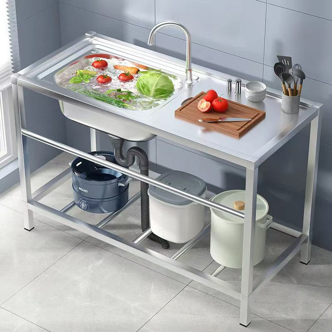 Masarry 간이 싱크대 세면대 업소용싱크대 씽크대 영업용싱크대 주방싱크대 개수대 GA-1+ 세면대수전 세트, 1개, 은색