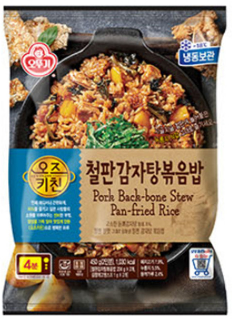 오뚜기 철판볶음밥 3종/ 철판감자탕볶음밥/철판낙지볶음밥/철판알밥볶음밥 450g 택1, 1개