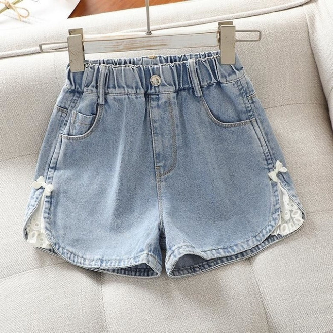 알리팡 여아 청반바지 리본 레이스 데님바지