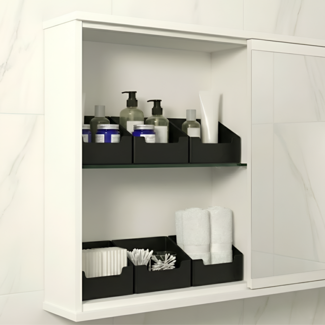깔끔조아 욕실 선반 정리함 수납함, 3개, 블랙