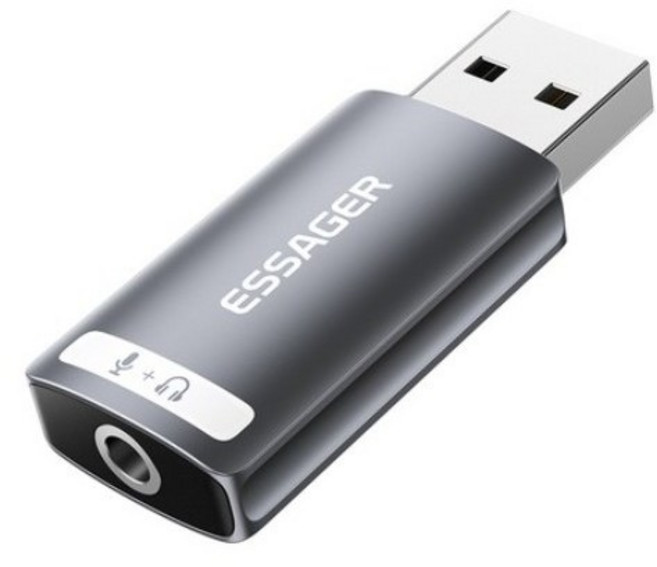 에세이저 싱글포트 USB A TO 외장형 사운드카드 3.5mm, ES-OTG21, 1개