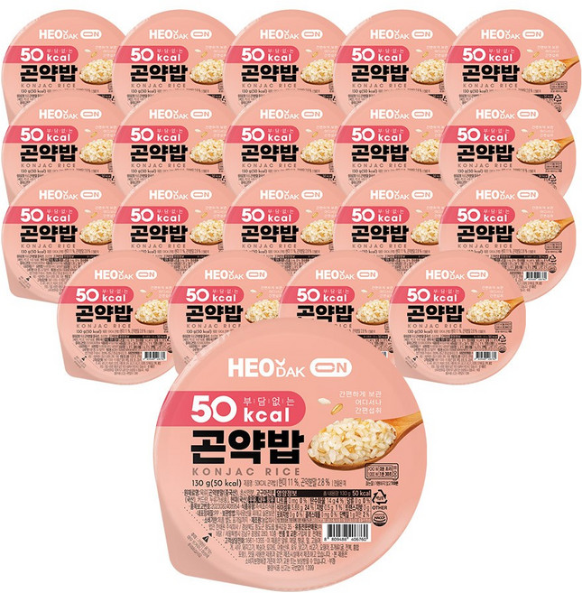 허닭ON 저칼로리 50kcal 실온 즉석 곤약밥, 20개, 130g