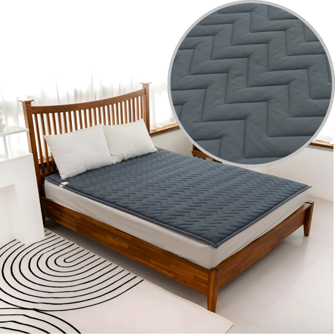 두툼따듯한 정품 한일의료기 탄소매트 전자파없는 전기매트 EMF 안전인증 비오바디 전기장판 전기요, 핫핫 더블(140x200), 11.물결 그레이