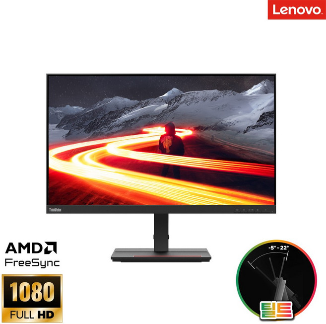 레노버 ThinkVision S24e-20 62AEKAR2WW 24인치 FHD 틸트기능 비지니스 회사용 업무용 모니터, 60.45cm