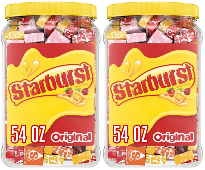 미국직배송 스타버스트 오리지널 후르츠 츄 캔디 54oz 2개세트 Starburst Original Fruity Chewy Candy Jar, 54oz x 2병
