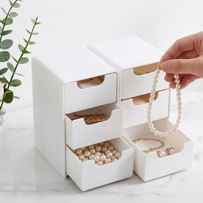 깔끔더하기 컴팩트 책상 문구 정리함 미니 수납함, 1개, 화이트