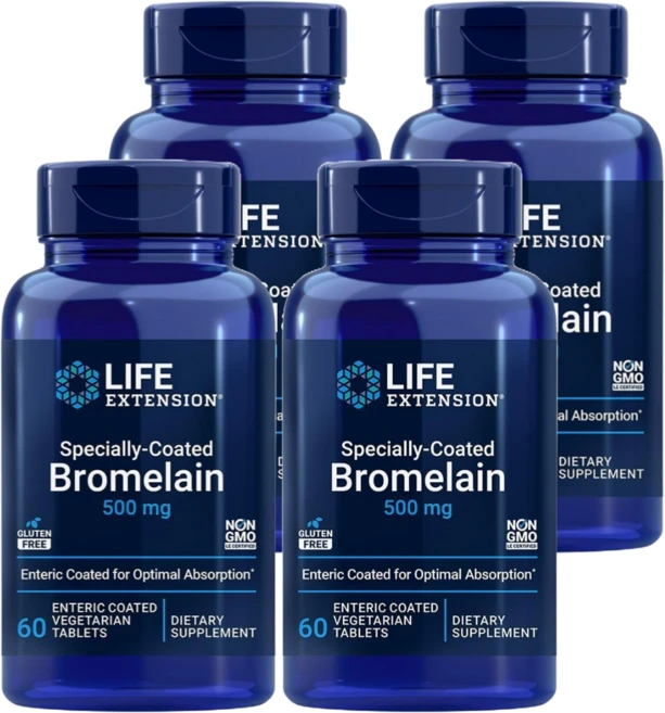 브로멜라인 라이프익스텐션 500mg 60정 4통 분해효소, 4팩 - 쿠팡