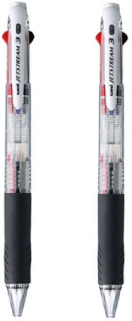 제트스트림 3색볼펜 0.38mm, 투명, 2개