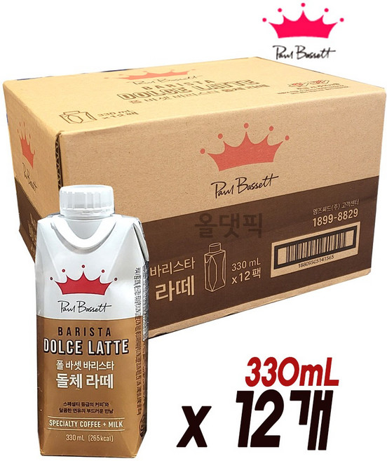 폴바셋 바리스타 돌체 카페 라떼, 330ml, 12개
