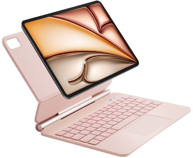 DANYCASE 아이패드 자력 흡착 디지털 전력 마법 키보드 케이스, 핑크, 1개