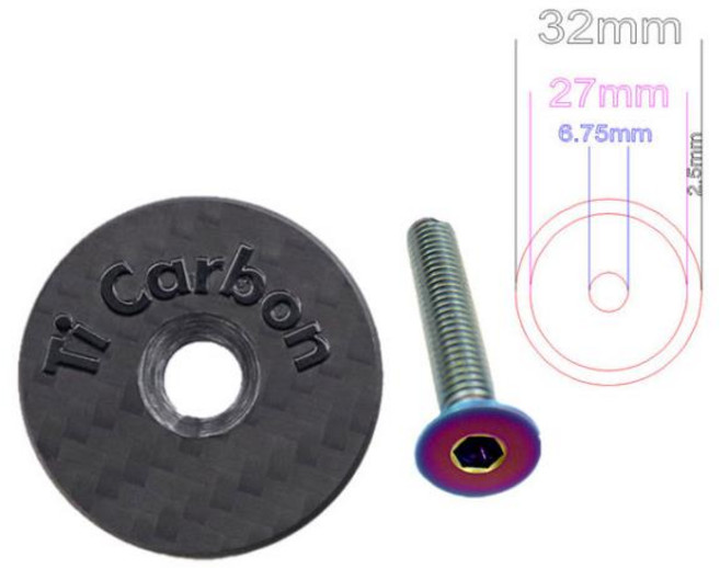 탄소 자전거 스템 탑 캡 나사 포함 스티어러 포크 튜브 헤드셋 캡 커버 31.8mm-28.6mm 1 18 인치, Black Rainbow Ti, Black Rainbow Ti, 1개