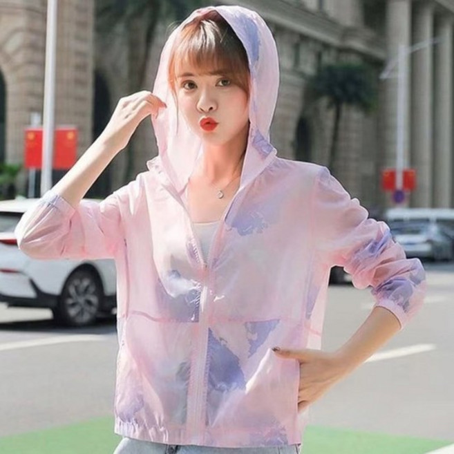 물나염 알록달록 슬림 시스루 후드집업 살안타점퍼