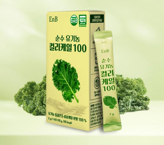 순수 유기농 컬리케일100 28g x 2개(총 28포입) 곱슬 케일 동결건조 분말 가루 (Kingston Aenue), 28개, 2g