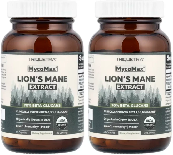 Triquetra Health MycoMax 라이언스메인 버섯 추출 맥스 스트렝스, 2개, 60정 - 쿠팡