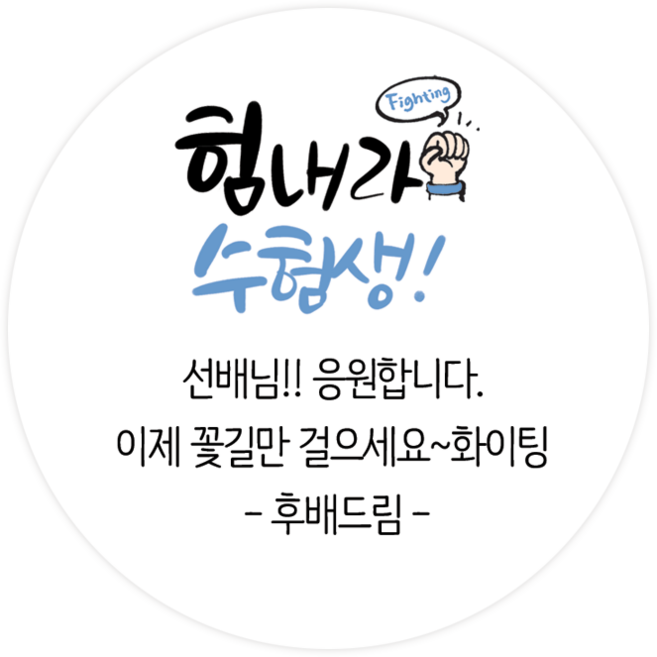 더굿데이 수능 수능선물 스티커 합격 시험 응원 수험생 선물포장 메세지형 수능스티커, 08메세지힘내라수험생(60mm/12장)