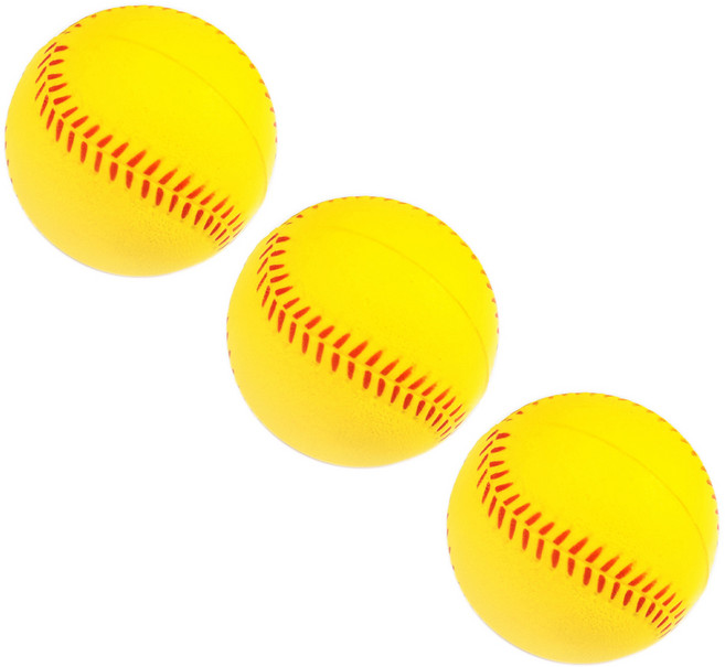 안전 소프트 야구공 소프트볼 지름 9cm 2호, 3개, 옐로우