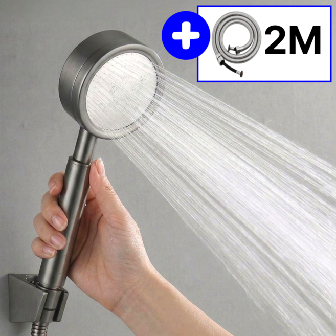 바르텐 샤워기헤드 호스 2M 초강력 수압상승 무광 스테인리스, 매트그레이, 1개