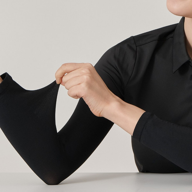 자바스 자외선차단 살색 팔토시 골프 등산 자전거 운전 쿨토시, 1개, 블랙