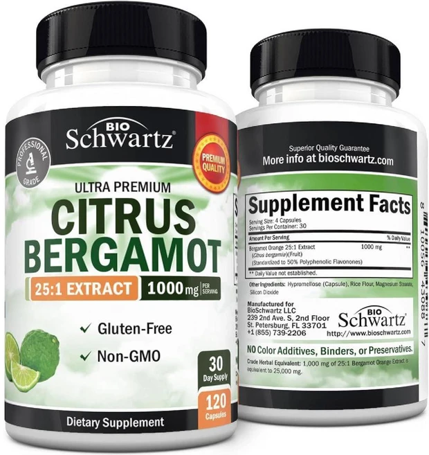 시트러스 베르가못 1000mg 비건 글루텐 프리 120 미니 캡슐, 시트러스 베르가못 1000mg 콜레스테롤과 심장 건강을, 1개 - 쿠팡