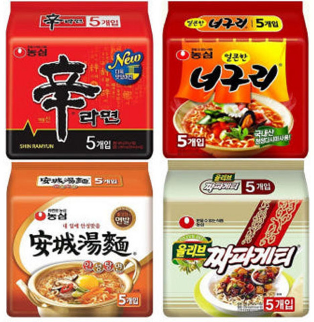 라면 멀티팩 신라면5개+안성탕면5개+너구리5개+짜파게티5개 총20봉지 한세트, 1개, 1세트