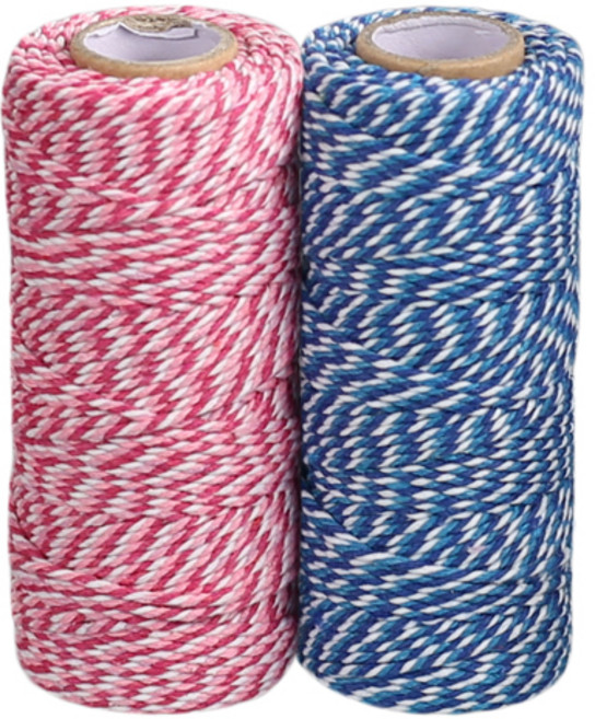 [모핸] 트와인끈 2종 세트, 핑크레드+블루네이비