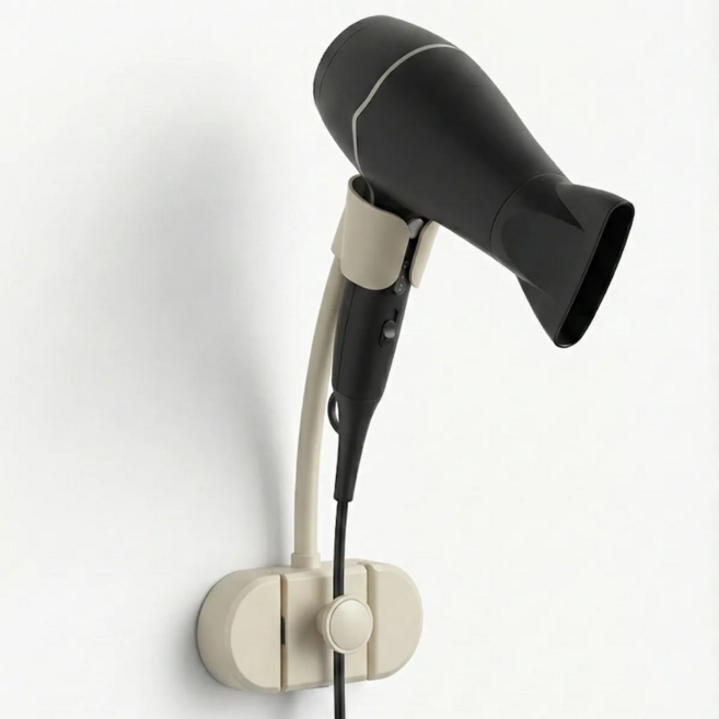 문리빙 무타공 360도 각도 조절 드라이기 홀더, 화이트, 1개