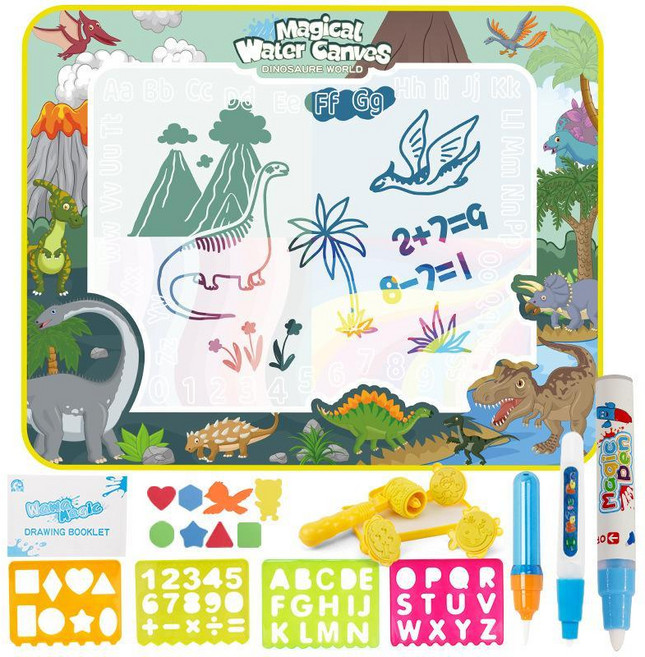 兒童水畫布 繪畫板 益智玩具, 100*80恐龍 全套A510g, 1個