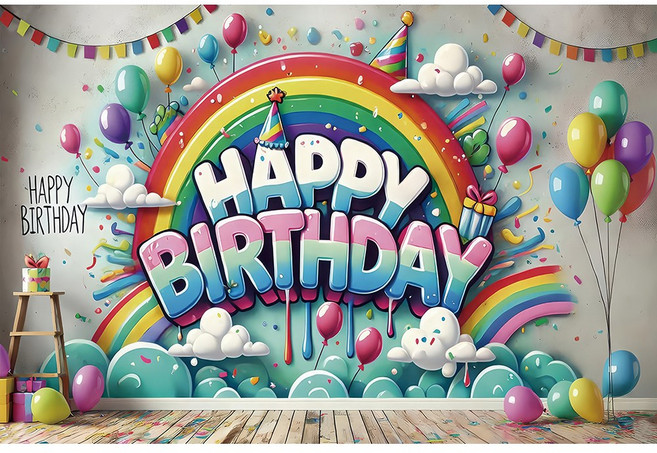 태쓰 생일 파티 현수막 남아 여아 엄마 아빠 생일 배너 3, 하늘풍선