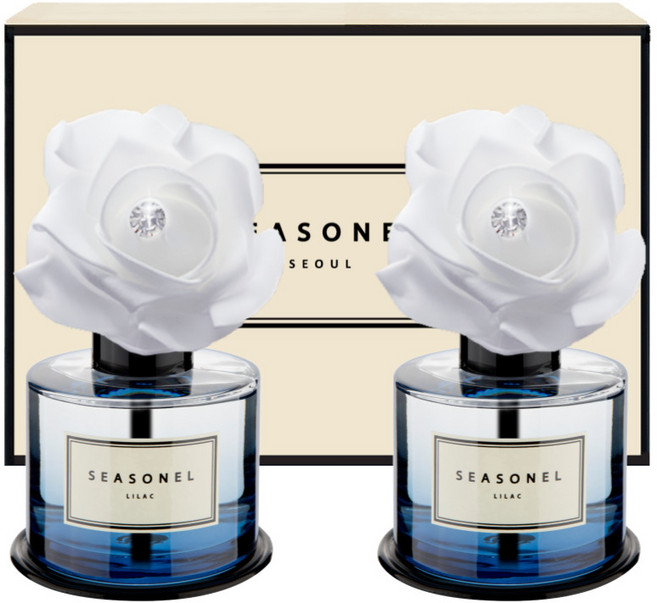 시즈넬 고급 차량용 디퓨저 화이트 로즈 블루 120ml, 2개, 그린애플향