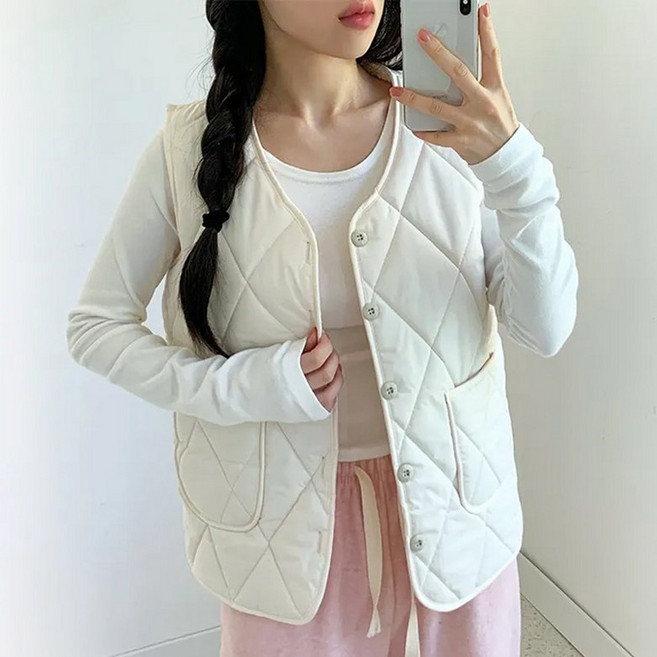 더봉 시즌오프 다이아 퀄팅 패딩 누빔 조끼 2907