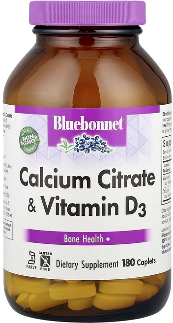 블루본넷뉴트리션 비타민 D3 함유 칼슘 시트레이트 캡슐 180정, 2개 - 쿠팡