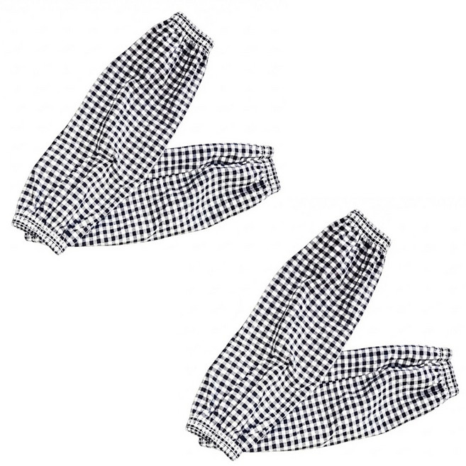 튼튼한 100% 면 캔버스 재질의 체크 패턴 팔토시 2세트, 블랙