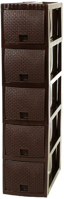 지오리빙 코코 5단 플라스틱 서랍장, 다크브라운