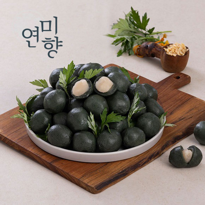 연미향 쑥알떡 18개입 / 1 440g / 냉동보관 후 자연해동해도 굳지 않는 떡 / 100% 국산멥쌀 국산쑥 / 흰앙금 / 식사대용 간편포장 방울떡, 18개, 80g