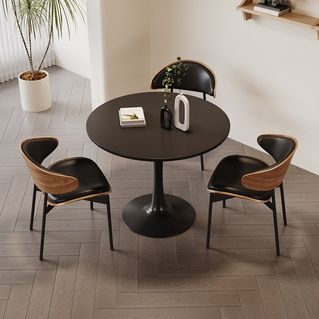 Olyzion 원형 식탁 테이블 800, 블랙, 4인용