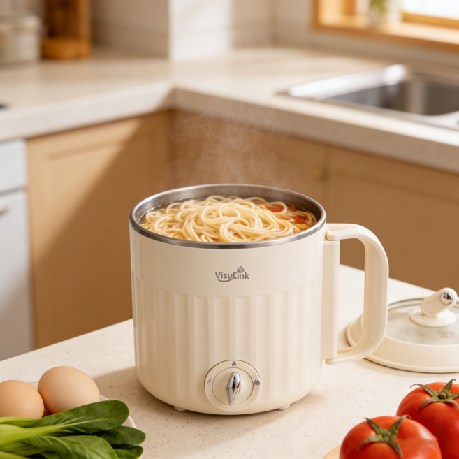 VisuLink 비주링크 멀티 냄비 만능 쿠커 라면포트 2인1 전기냄비 냄비쿠커 2.0L, CND-1903-15