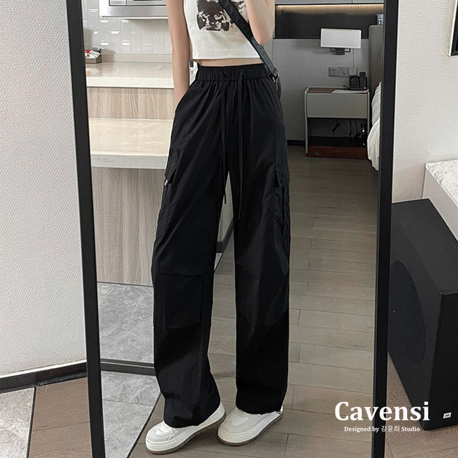 Cavensi 兩種穿法 美式工裝褲 加大尺碼 防曬 速乾工作褲 寬褲 褲子 長褲 休閒褲 高腰褲