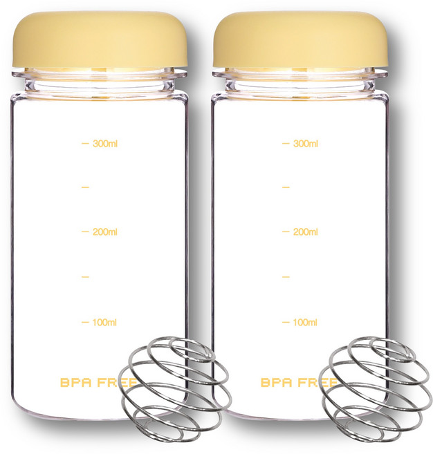 위드 쉐이커보틀 눈금물병 트라이탄 2P, 2개, 350ml, 옐로